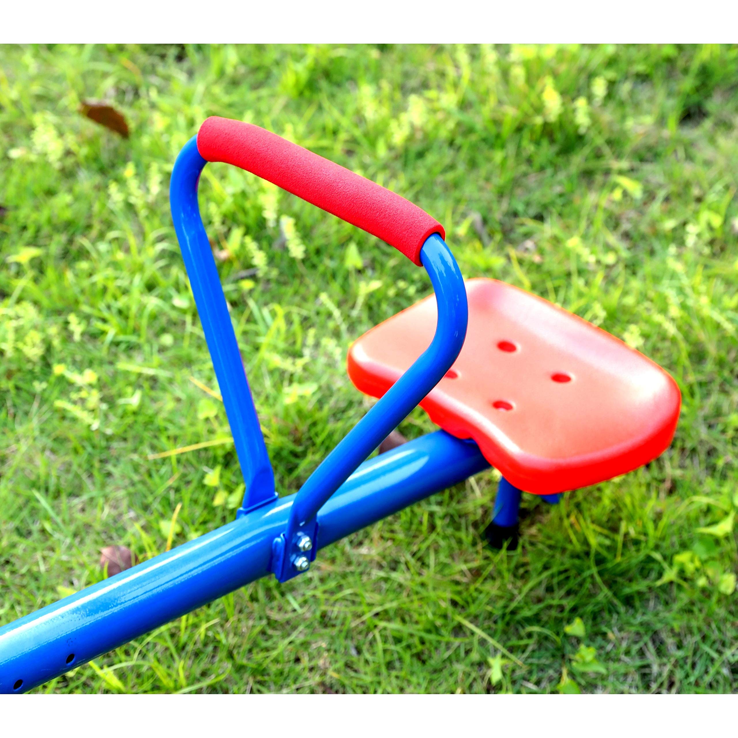 Extendable Outdoor Red and Blue Metal Rotating Seesaw Slide - Image 4