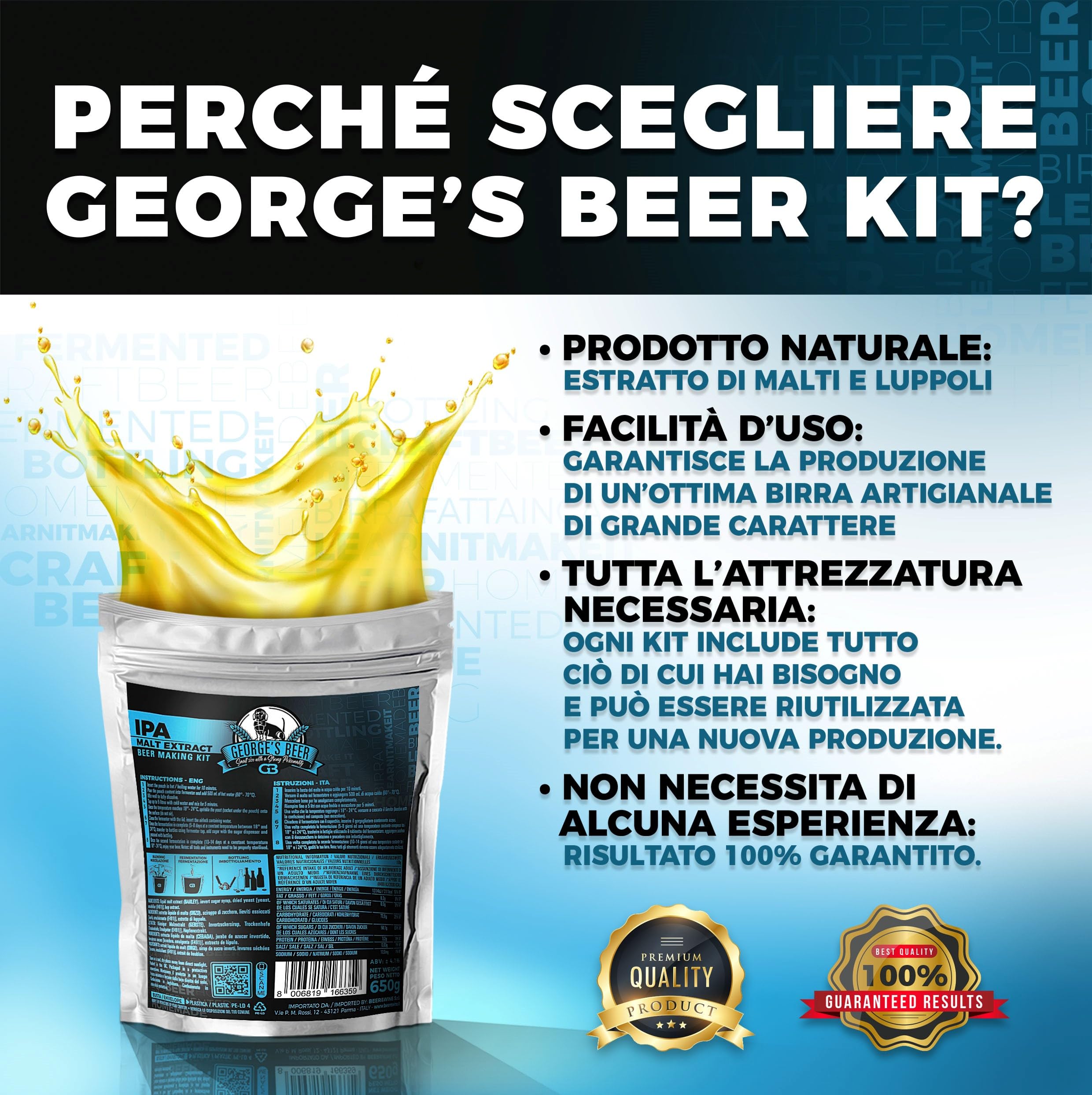 Beer & Wine - Kit Fermentazione George's Beer 5l - Birra Artigianale Fatta in Casa - Kit Malto Fermentazione - Kit per Produzione di Birra - Idea Regalo (Kit con Malto IPA) - 3
