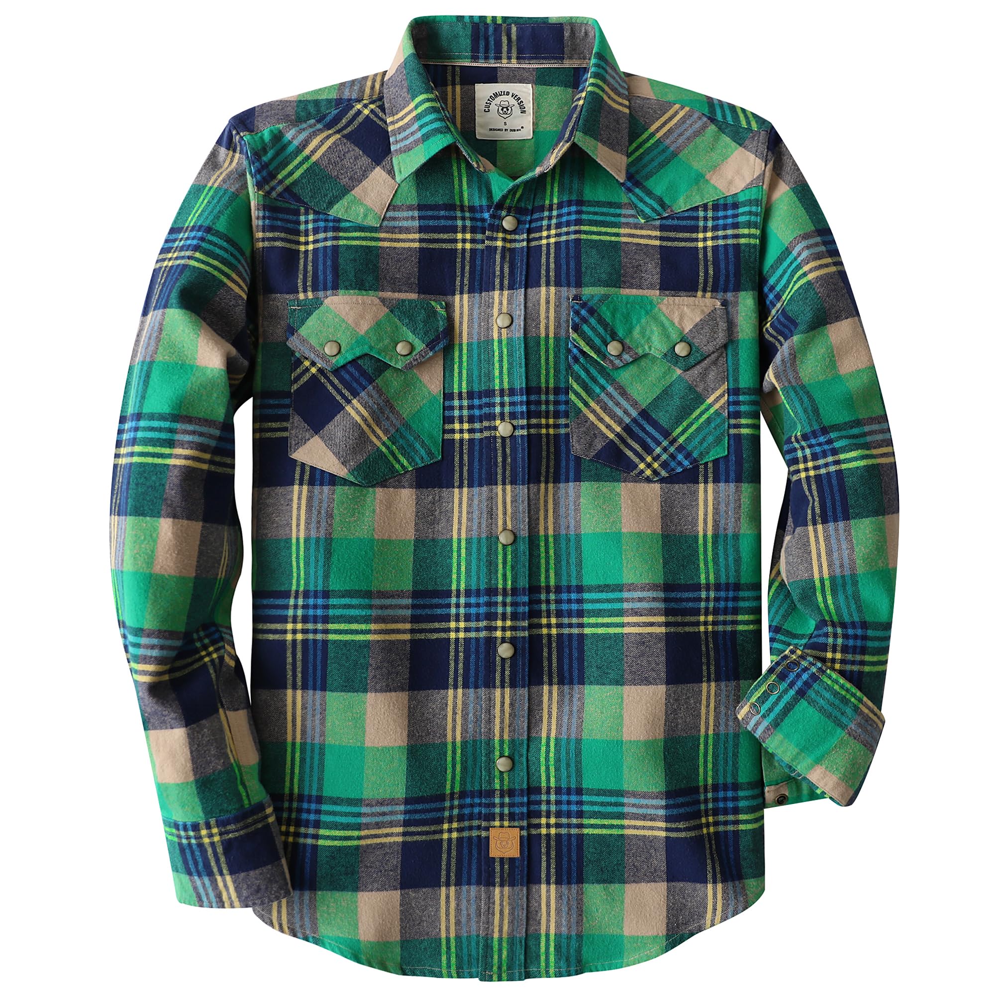 Dubinik® 6.3 oz Camicia Uomo Flanella Western Quadri Bottoni Pressione | 100% Cotone, Morbida E Resistente, Bottoni A Pressione, Doppia Tasca Sul Petto, Maniche Lunghe, Stile Western Vintage