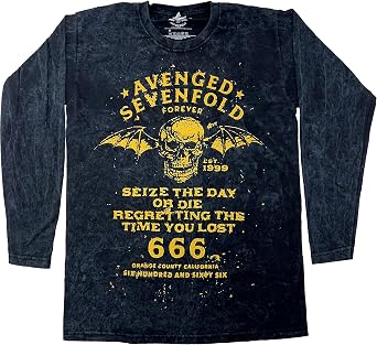Avenged Sevenfold T Shirt Sieze The Day Logo Official Dip Dye Black Long Sleeve Size XL