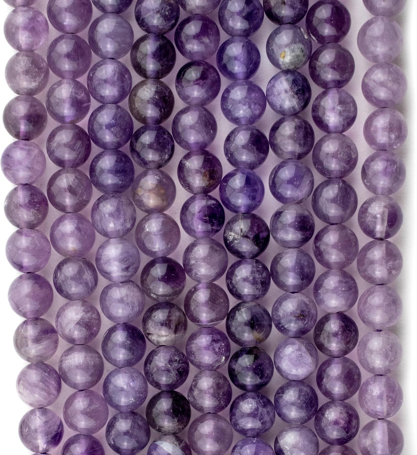 The Bead Chest Cloudy Round Amethyst Beads 6mm Purple Gemstone 16 Inch Strand