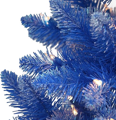 Miniatura 2 de Puleo International Árbol de Navidad artificial Pre-iluminado de 6.5 pies con 300 luces, azul