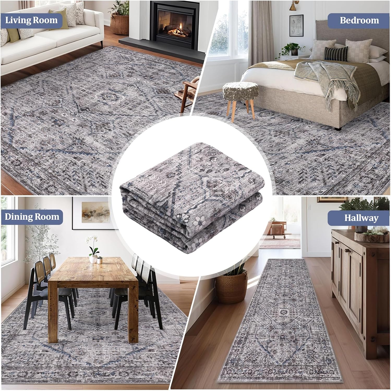 9x12 Rugs for Living Room Washable, Soft Vintage Large Area Rugs for Bedroom Boho Farmhouse Low Pile Non-Slip Indoor Carpet Rugs for Dining Room Home (Taupe, 9'x12')