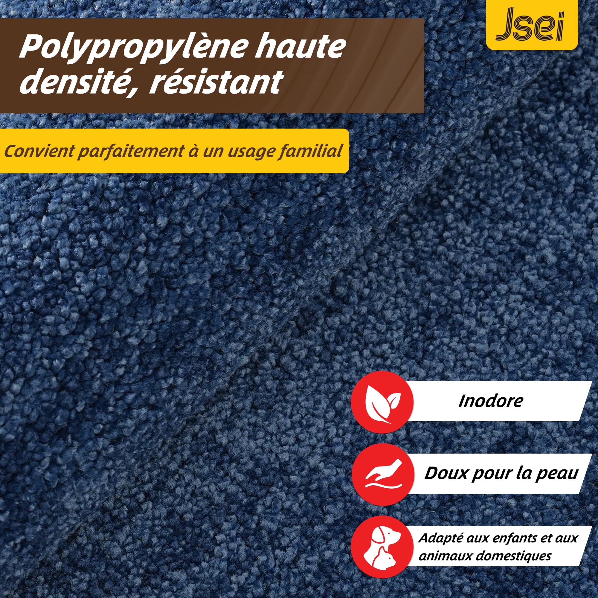 JSEI Tapis Attrape-Salissures Intérieur 80 x 120 cm, Lavable & Antidérapant – Absorbant, Paillasson pour Entrée Couloir & Animaux, Bleu