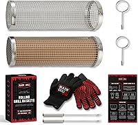 Vista 5 de BLAZIN' GRILL Rolling Grill Basket 2 x Grilling Basket & Smoker Accessories Grill Baskets for Outdoor Grill with BBQ Gloves Barbecue Grill
