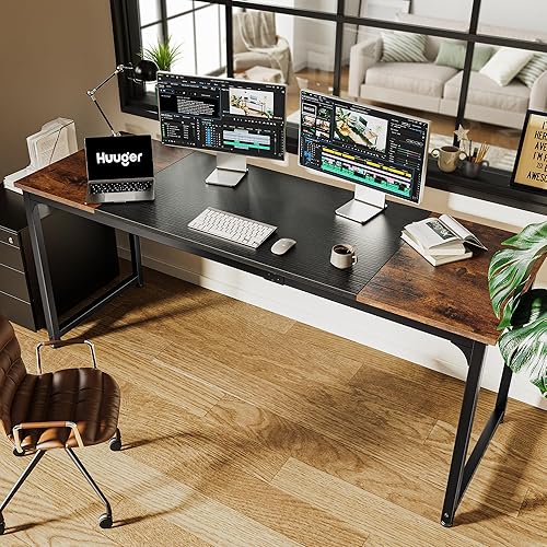 Miniatura 6 de Huuger - Escritorio para computadora, 70 pulgadas, almacenamiento, simple, largo, espacioso para las piernas, para estudio, oficina en casa y