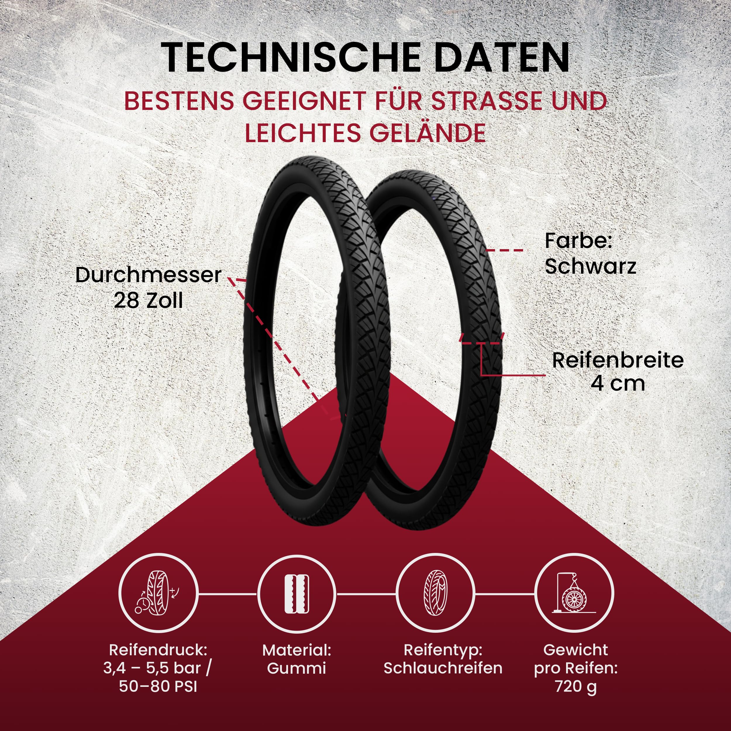 F24Tyre 2er Set Fahrradreifen 28x1,50 Zoll 40-622 wählbar mit Schläuchen | 700x38c Autoventil Fahrradventil französisches Ventil – Trekkingreifen Allround für Citybike Trekkingrad Tourenrad