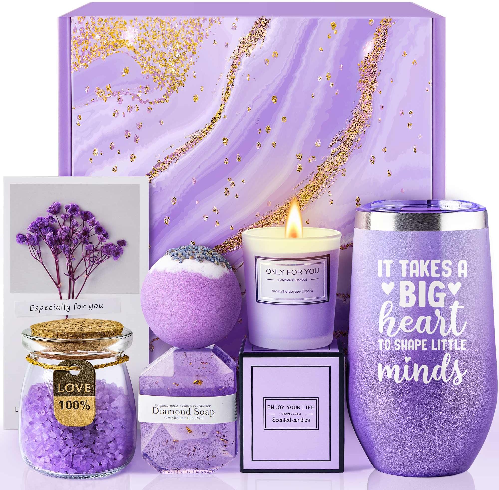 Teacher Gifts for Women, Teacher Appreciation Gifts, Teacher Gifts for Easter Valentines Day Mothers Day Thanksgiving Christmas, Back to School Gift for Teacher - Unique Lavender Spa Basket Set