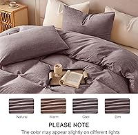 Vista 3 de BFS HOME Juego de funda de edredón de lino tamaño Queen - Mezcla suave y transpirable de algodón y lino, juego de ropa de cama de 3 piezas con 2