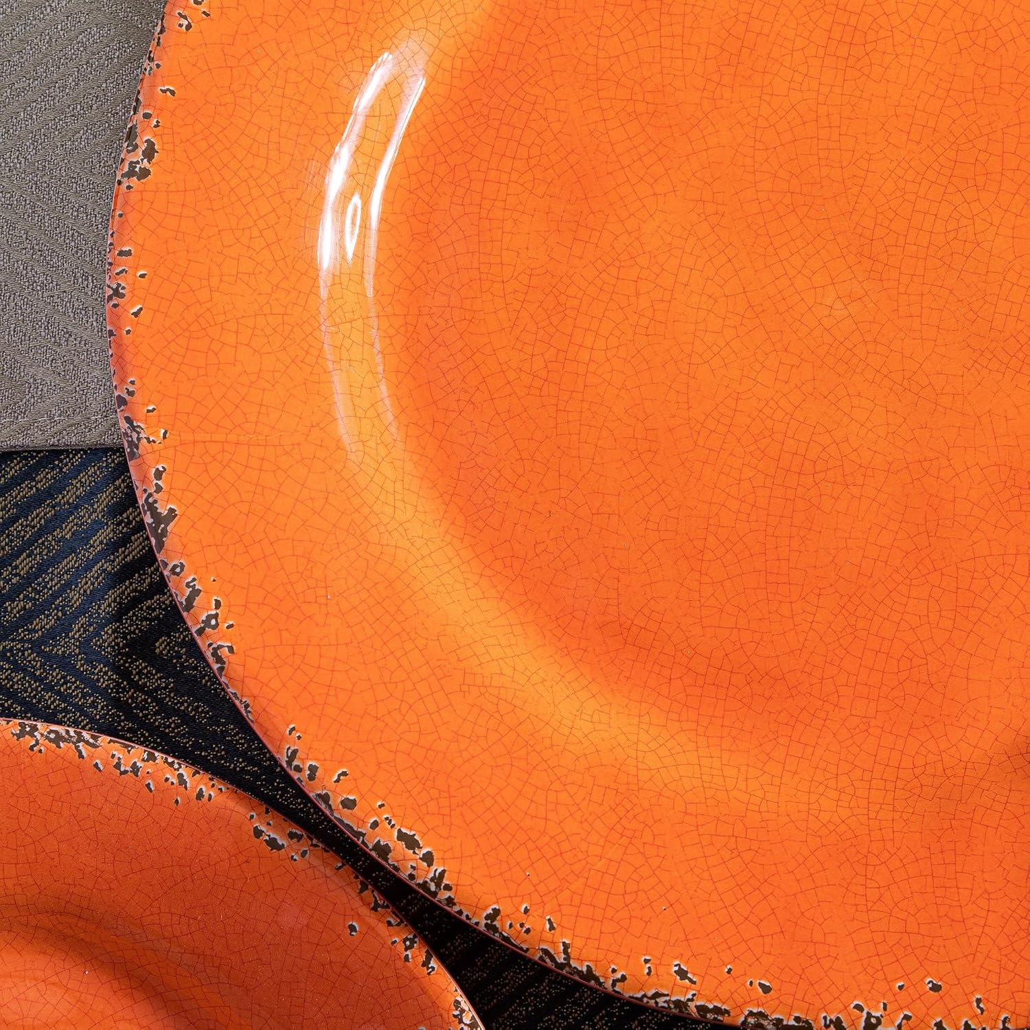 11" Melamine Dinner Plates, 6-piece dining Plate Set Unbreakable Dinnerware Plates for Indoor and Outdoor, Unbreakable Dishes Set of 6, Lightweight RV plates, Orange…