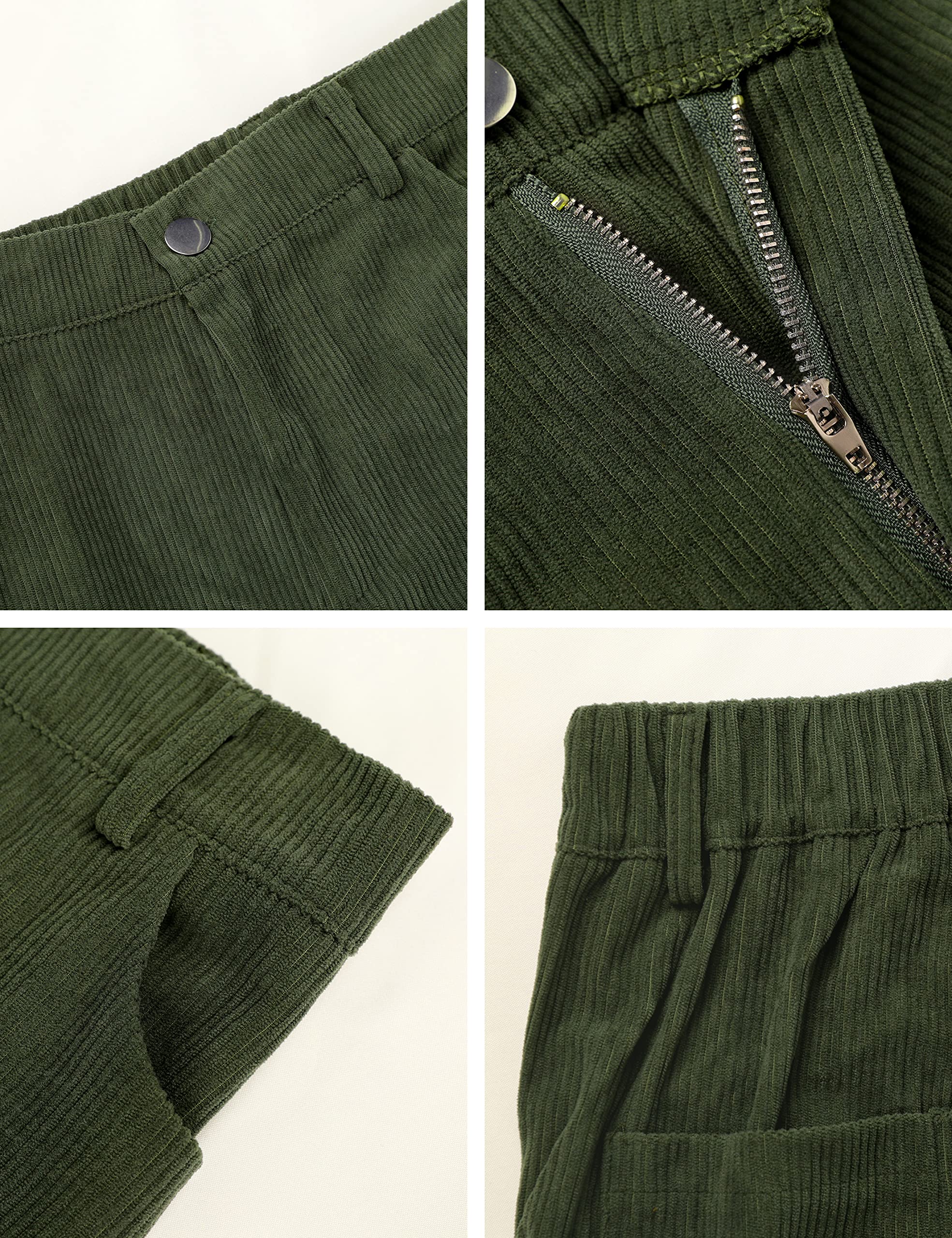 SCUSTY Women's Vintage Corduroy High Elastic Waist Wide Leg Pocketed Pants Trouser