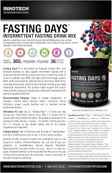 Innotech Nutrition Fasting Days Intermittent Fasting Drink Mix Metabolic & Electrolyte Support 42 Essential Ingredients Mixed Berry 360g