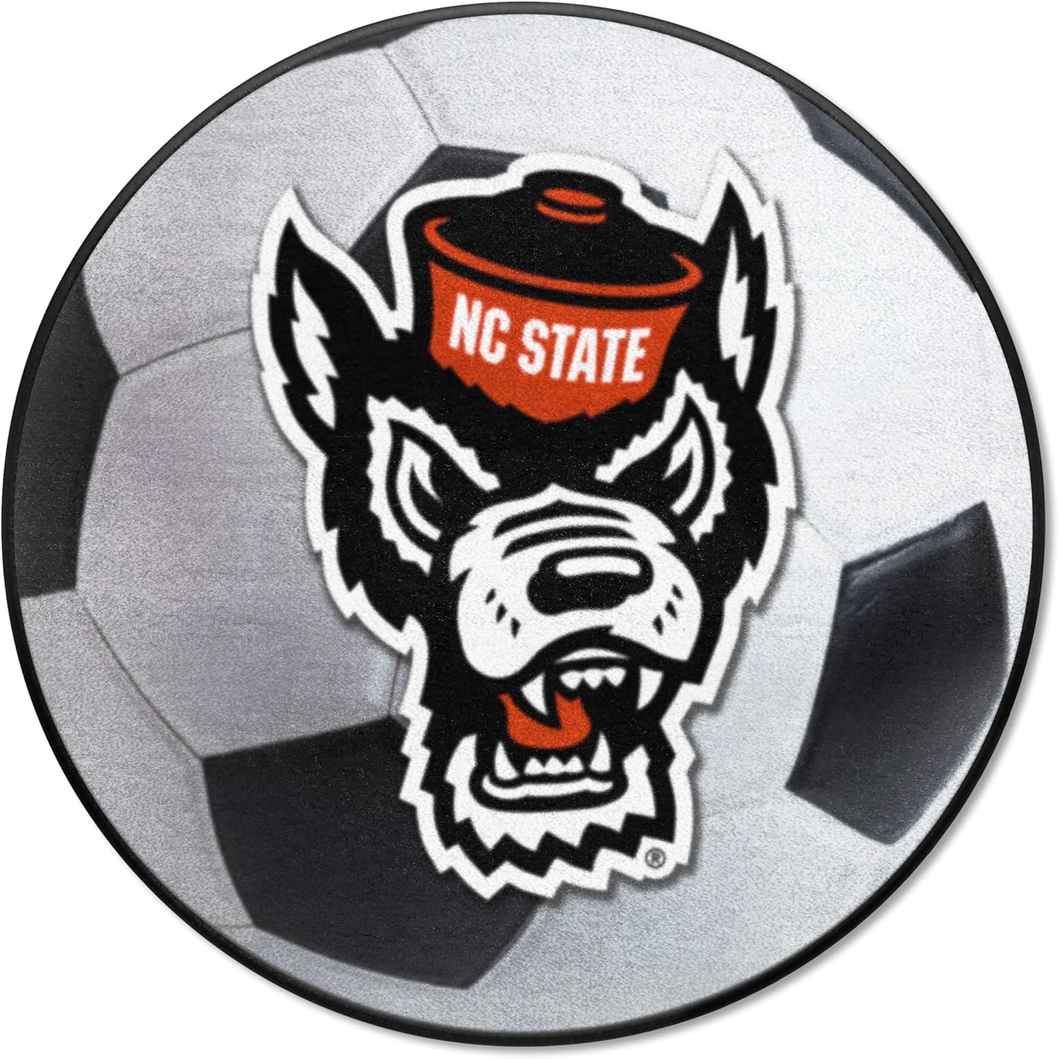FANMATS 23981 NC State Wolfpack Soccer Ball Rug - 27in. Diameter - Wolf Head Primary Logo