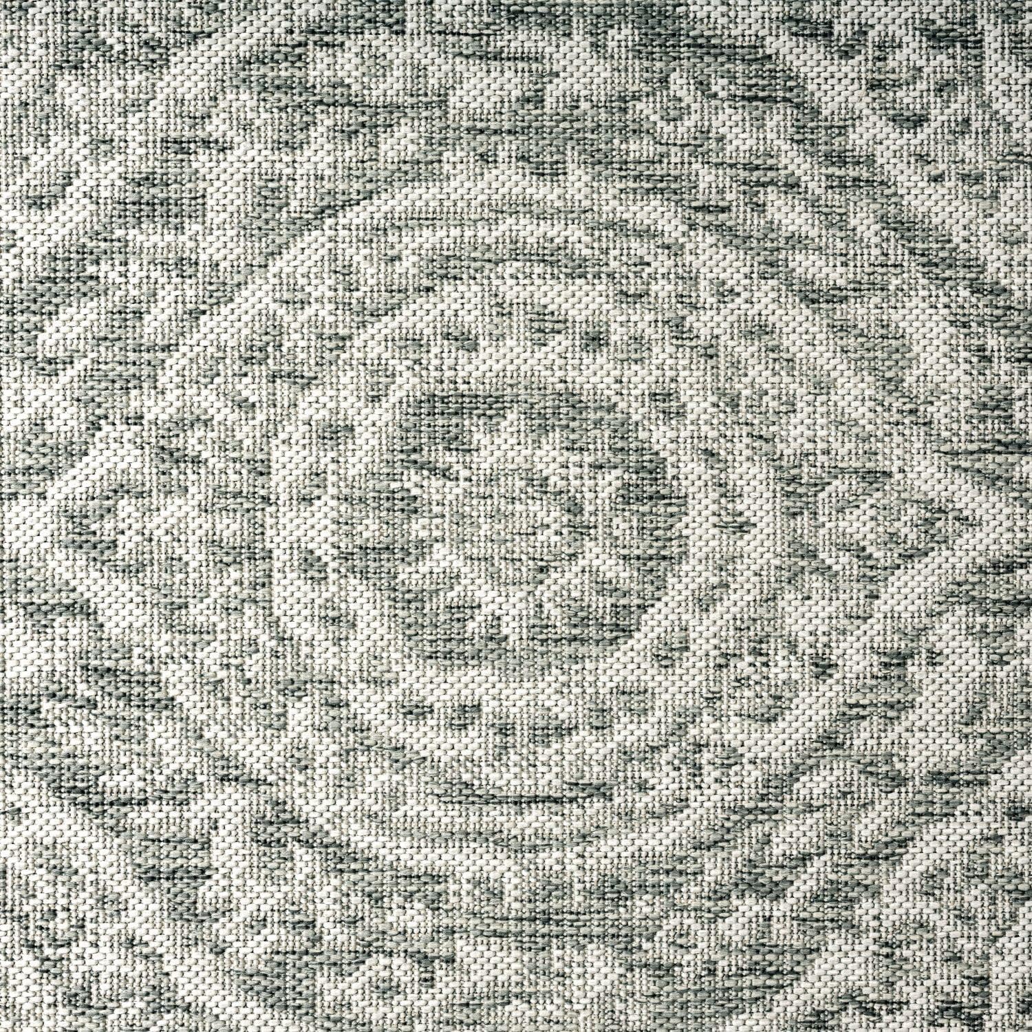 Nicole Miller New York Patio Country Zoe Moroccan Damask Indoor/Outdoor Area Rug, Grey/Ivory, 7'9"x10'2"
