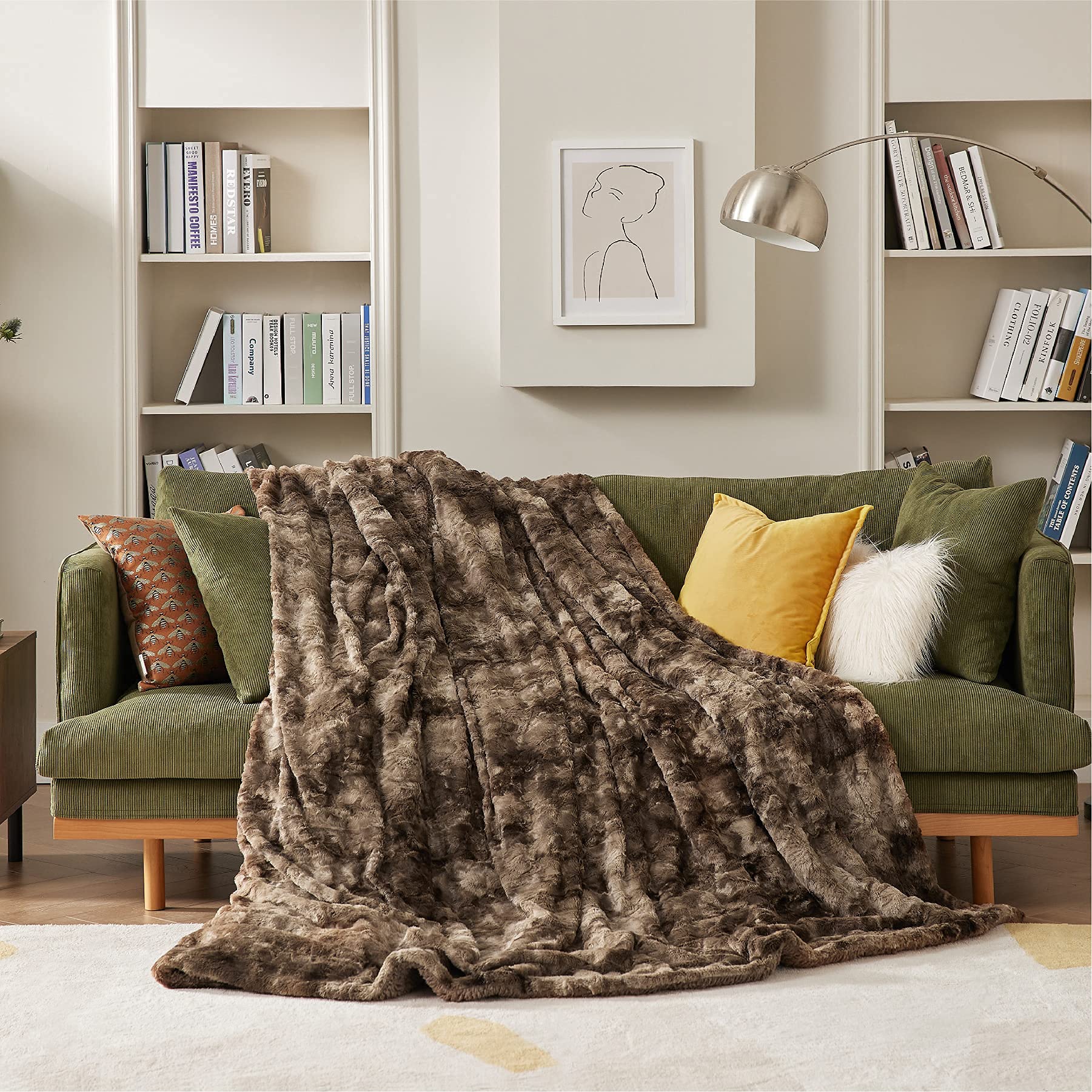 Bedsure Faux Fur King Size Blanket for Bed Brown Fuzzy Plush Fluffy