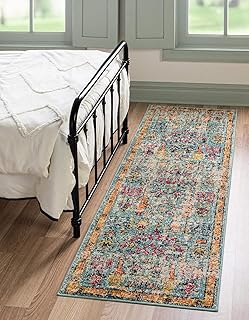 Rugs.com El Paso Collection Rug â€“ 6 Ft Runner Blue Medium Rug Perfect for Hallways, Entryways