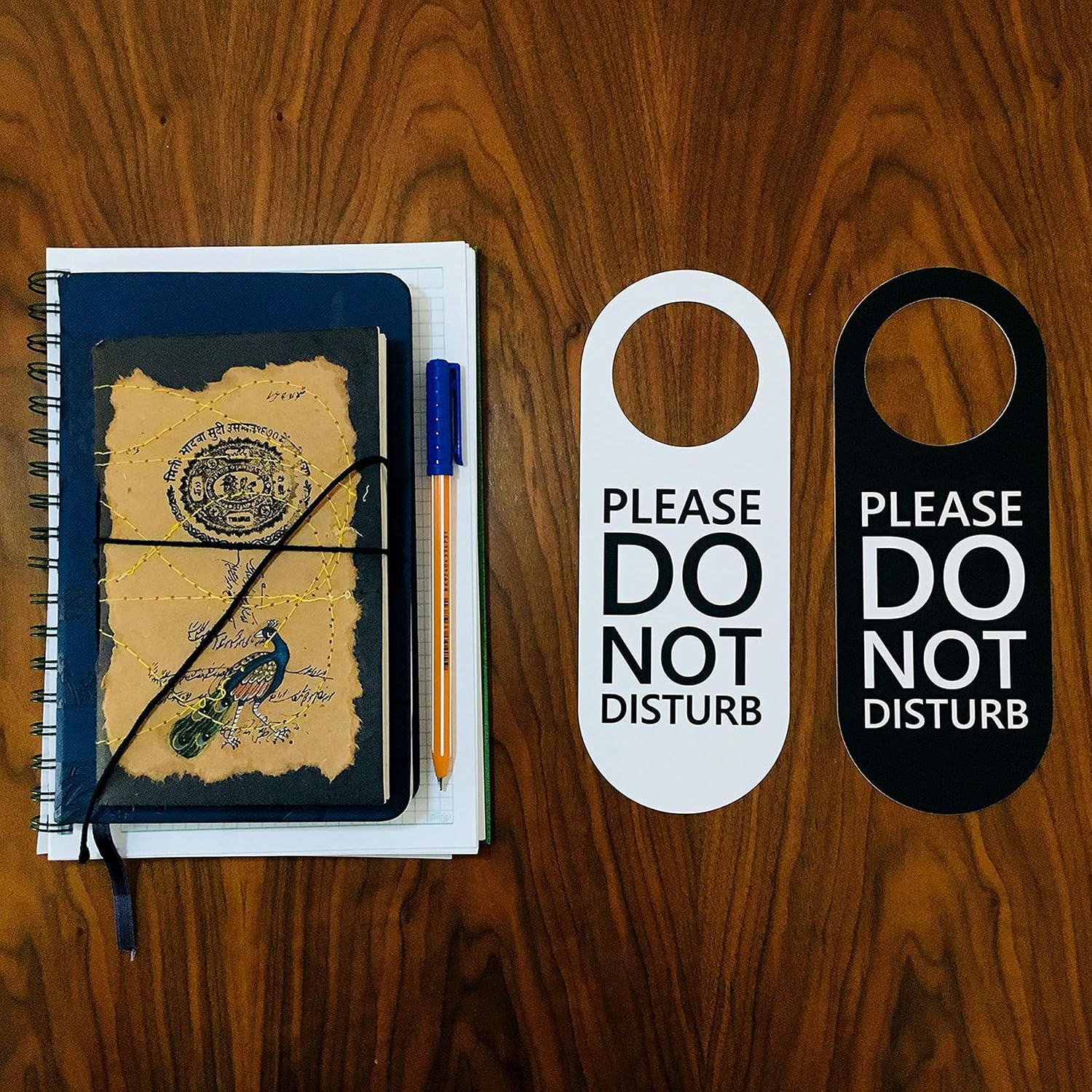 Do Not Disturb Sign 2 Pack (Black & White - Double Sided) for Office & Home