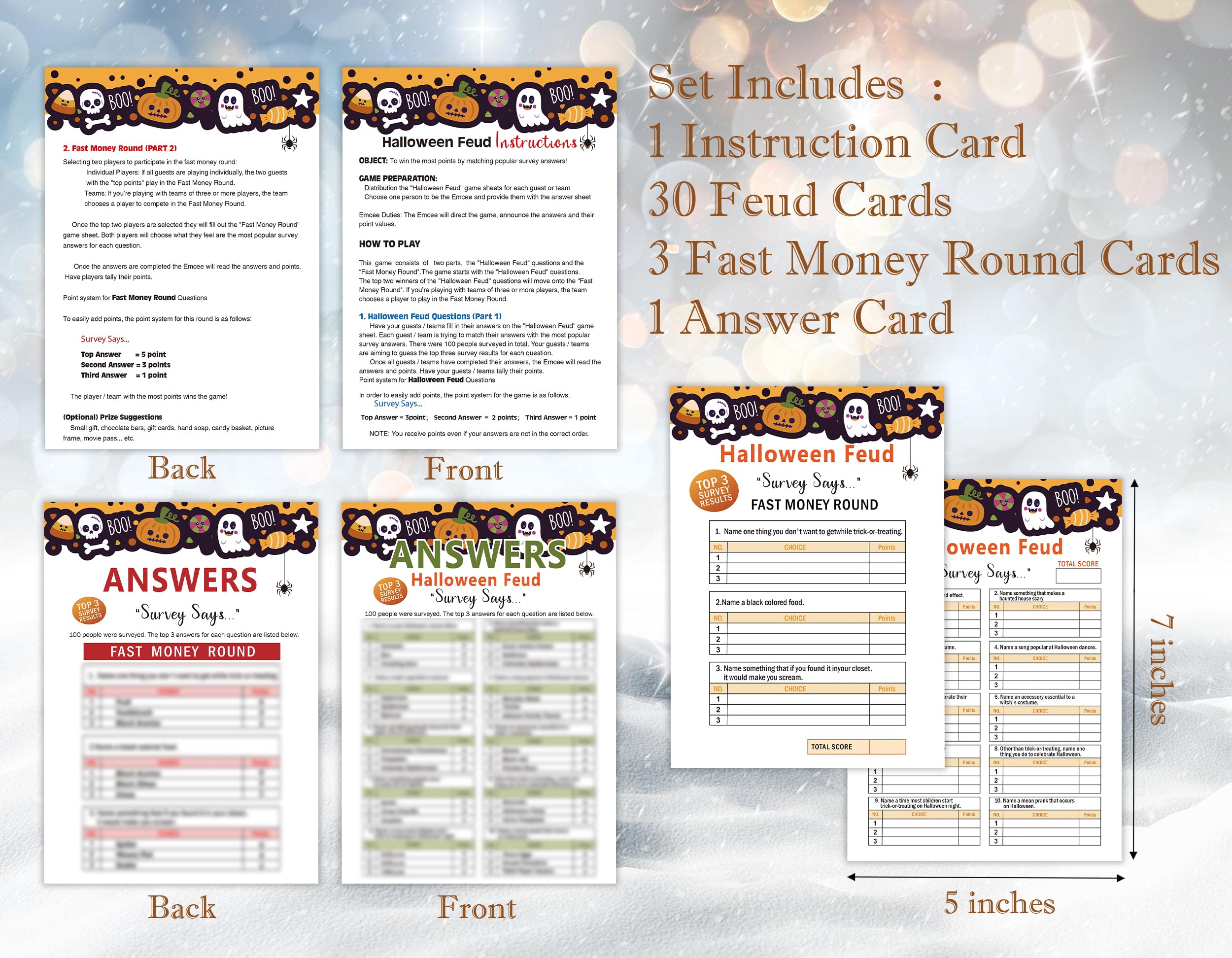 Halloween Feud Games, Feud Trivia Quiz, Halloween Party Games for Adults,  Family Activities, Baby Shower Game, 30 Halloween Feud Cards and 3 Fast  Money Round Cards, Halloween Party Supplies-LQ1 : Amazon.sg: Toys