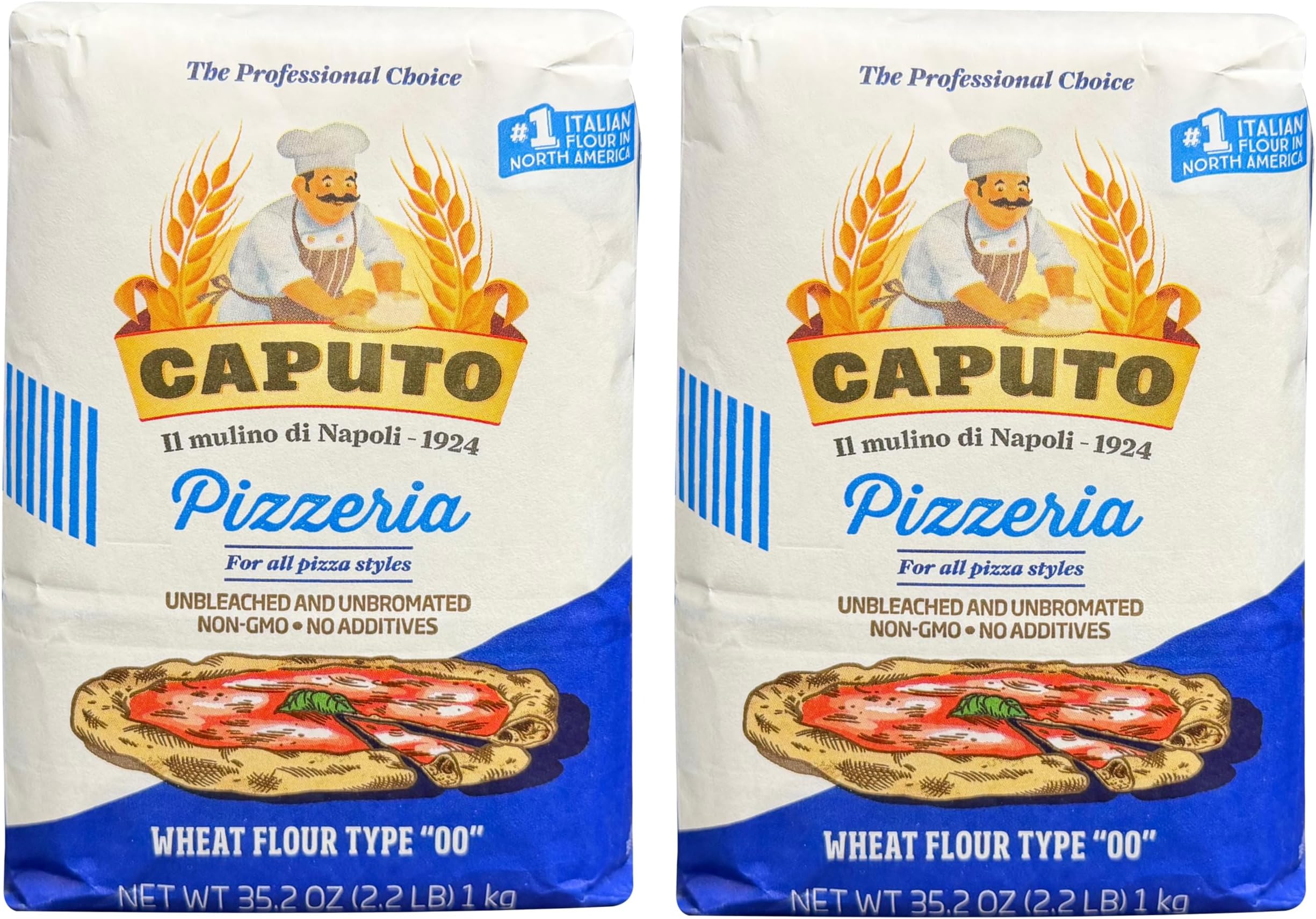Antimo Caputo Pizzeria 00 Flour (Blue) 2.2 LB - Pack of 2 (Total 4.4 LBS)