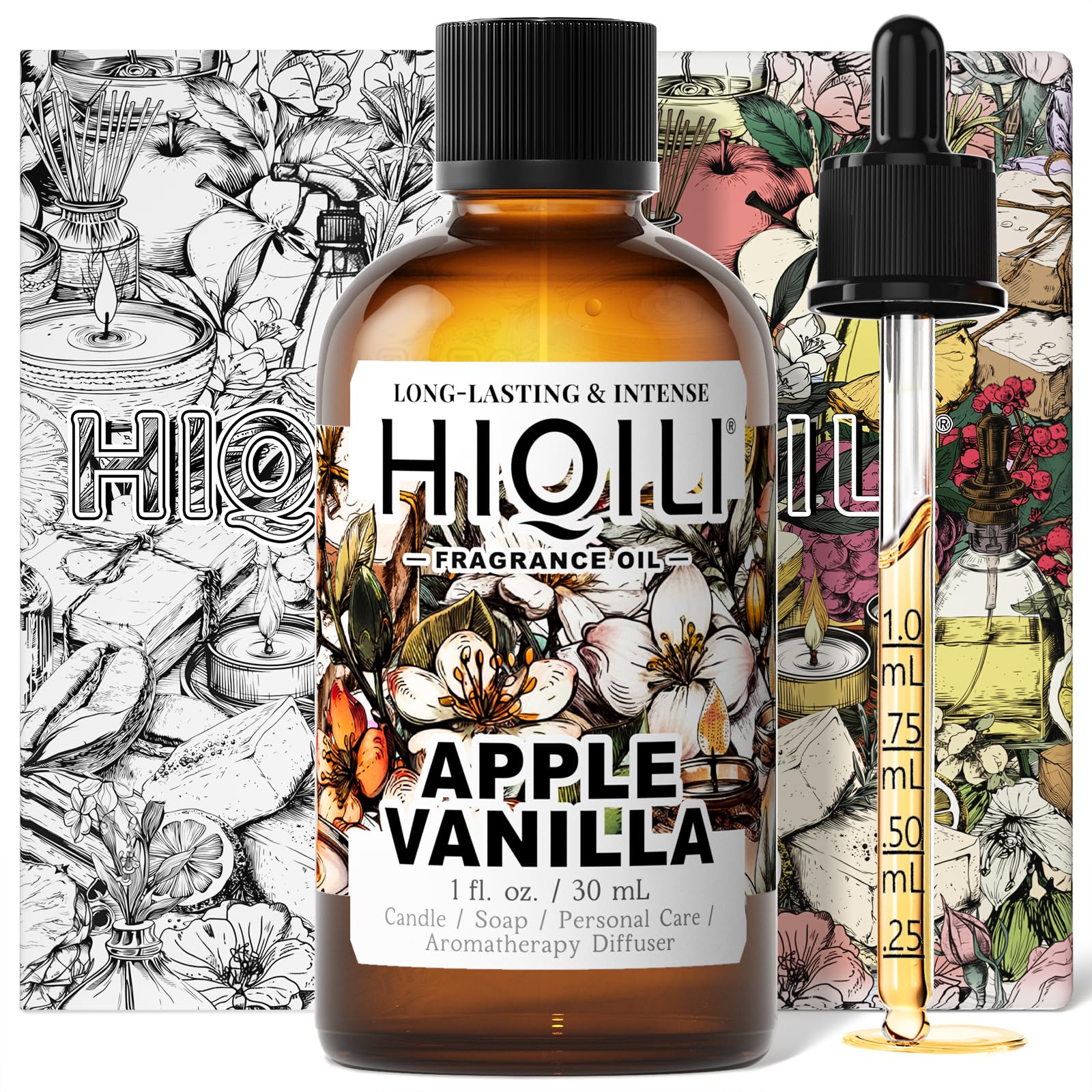 HIQILI Apple Vanilla Fragrance Oil for Diffuser, DIY Candles &amp; Soaps