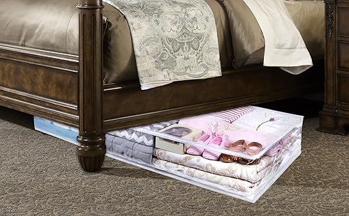 Miniatura 5 de Masirs Bolsa de almacenamiento transparente debajo de la cama, material de vinilo duradero para proteger tu contenido del polvo, la suciedad y la