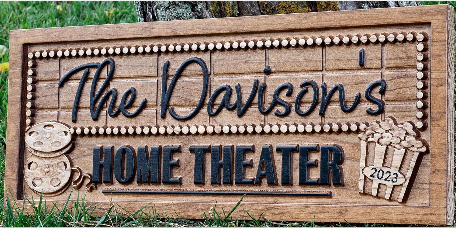 Personalized Movie Theater Cinema Sign, Home Theater Room Decor, Birthday Gift, Personalized Movie Room Name Signs, Fathers Mothers Day Gift