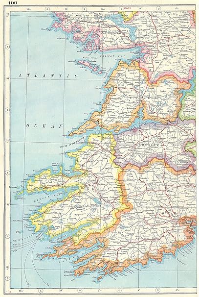 Cork Kerry Border Map Ireland South West: Cork Kerry Limerick Clare Galway 1920 Vintage Map :  Amazon.co.uk: Home & Kitchen