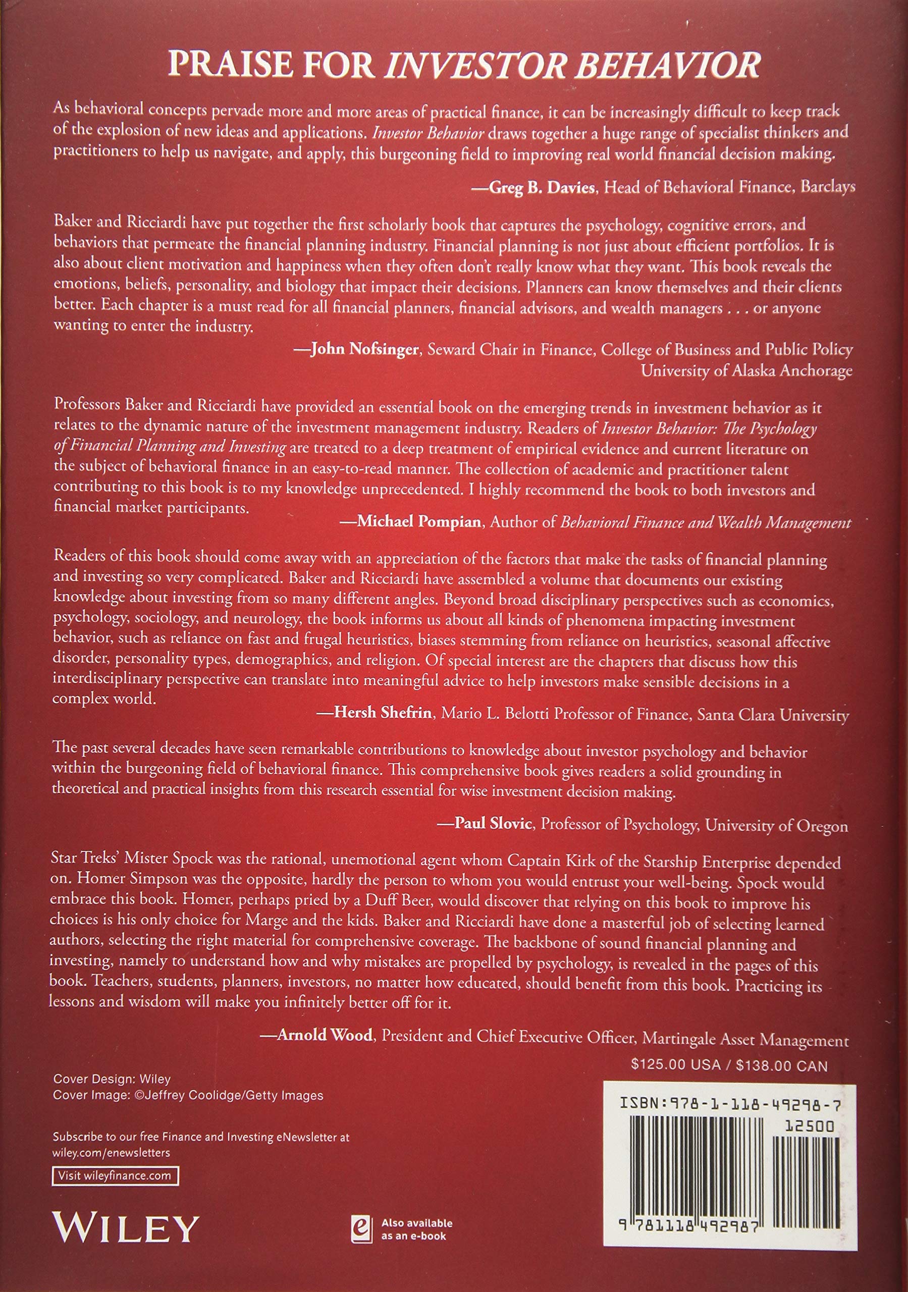 Investor Behavior: The Psychology of Financial Planning and Investing: 833