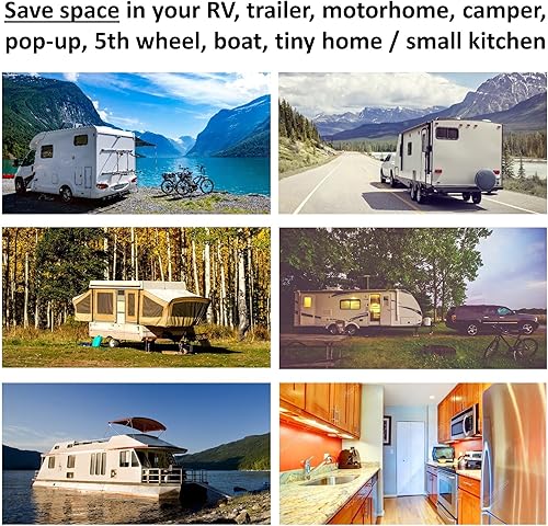 Miniatura 2 de Colador y embudo plegable, acero inoxidable con silicona roja. Accesorios para caravanas para interior, organización y almacenamiento de cámper,