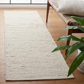 SAFAVIEH Natura Collection Runner Rug - 23" x 8, Ivory & Light Grey, Handmade Wool, Ideal for High Traffic Areas in Living Room, Bedroom NAT330A