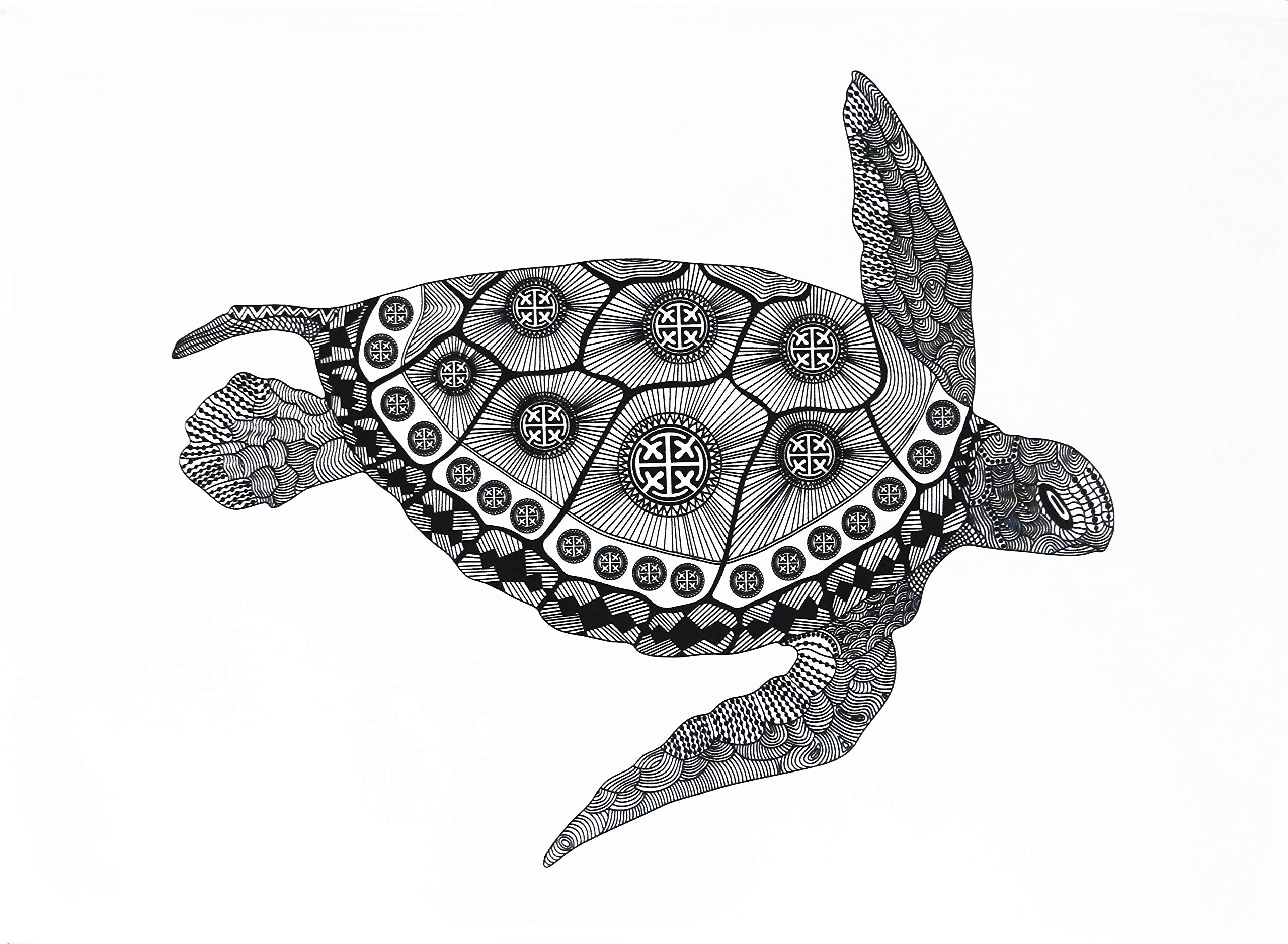 Half A Donkey White The Zentangle Turtle Large Cotton Tea Towel