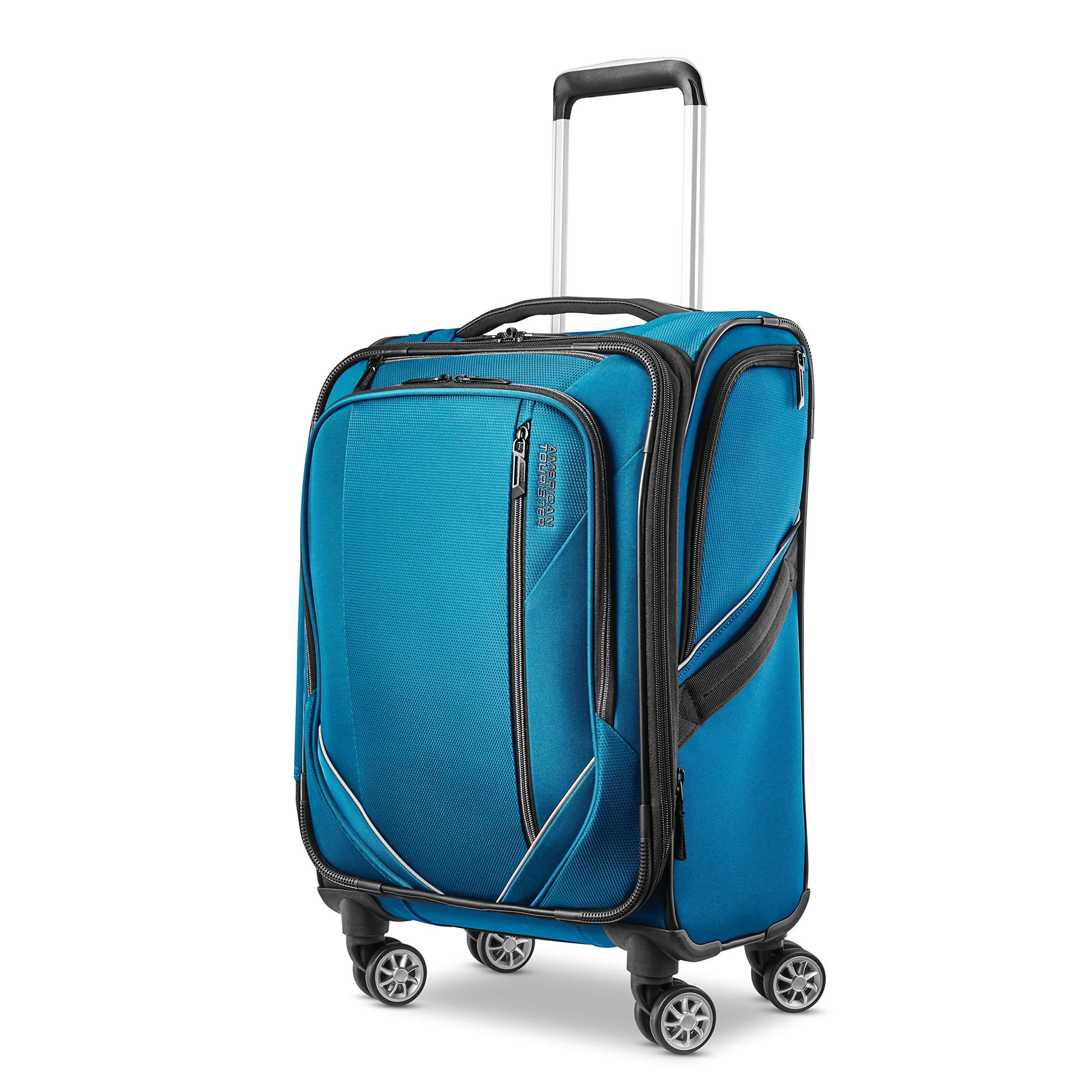 American Tourister Zoom Turbo Softside Expandable Spinner Wheel Luggage, Teal Blue, Carry-On 20-Inch