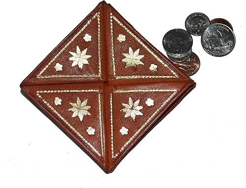 Treasures Of Morocco Monedero Marroquí Moneda Cuero Genuino Bi-fold Hecho A Mano Bolsillo Unisex, Naranja, Marroquí