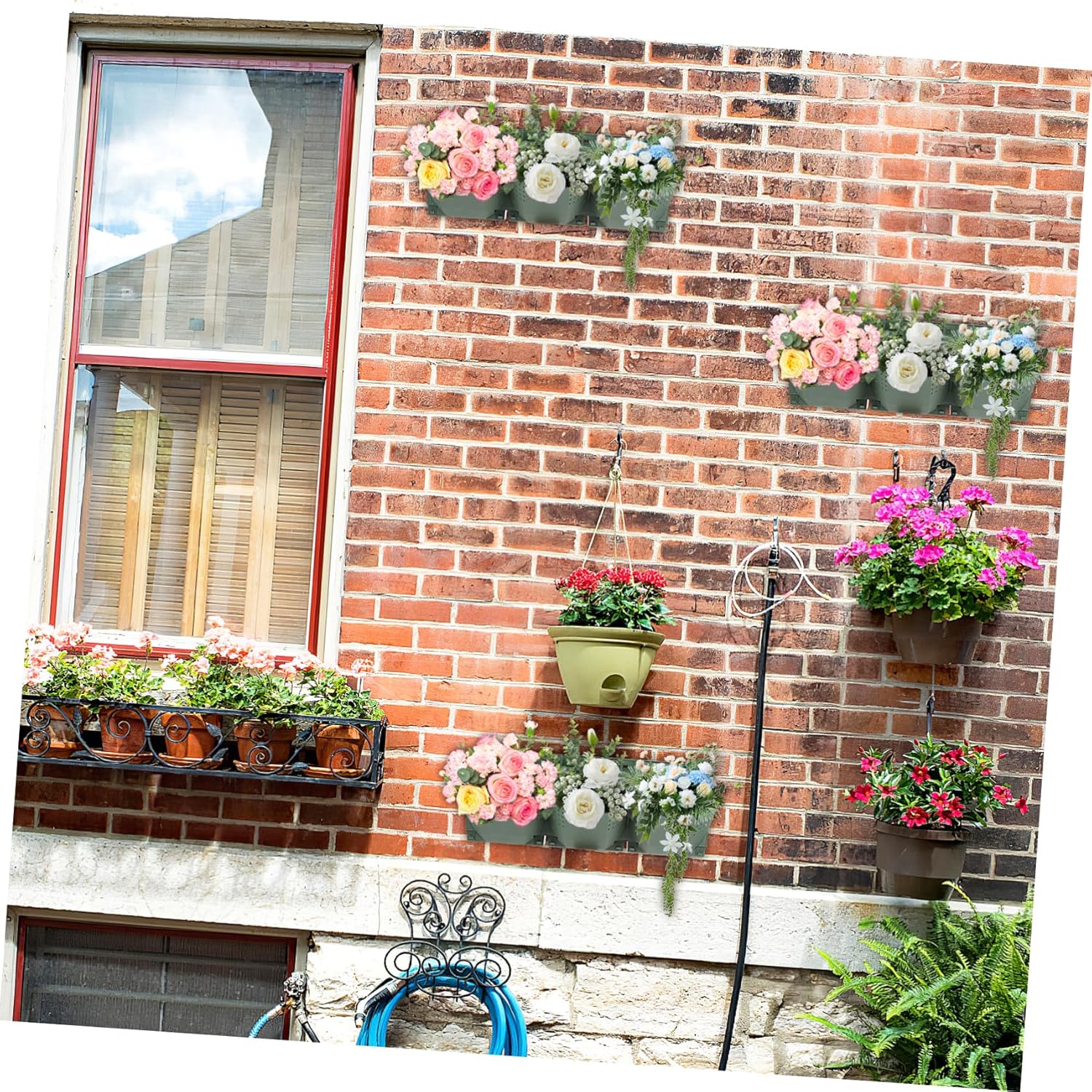 Toyvian Creative Vertical Wall Mounted Planter Pot Stackable Design for Use for Balconies Gardens Patios and Apartments Green