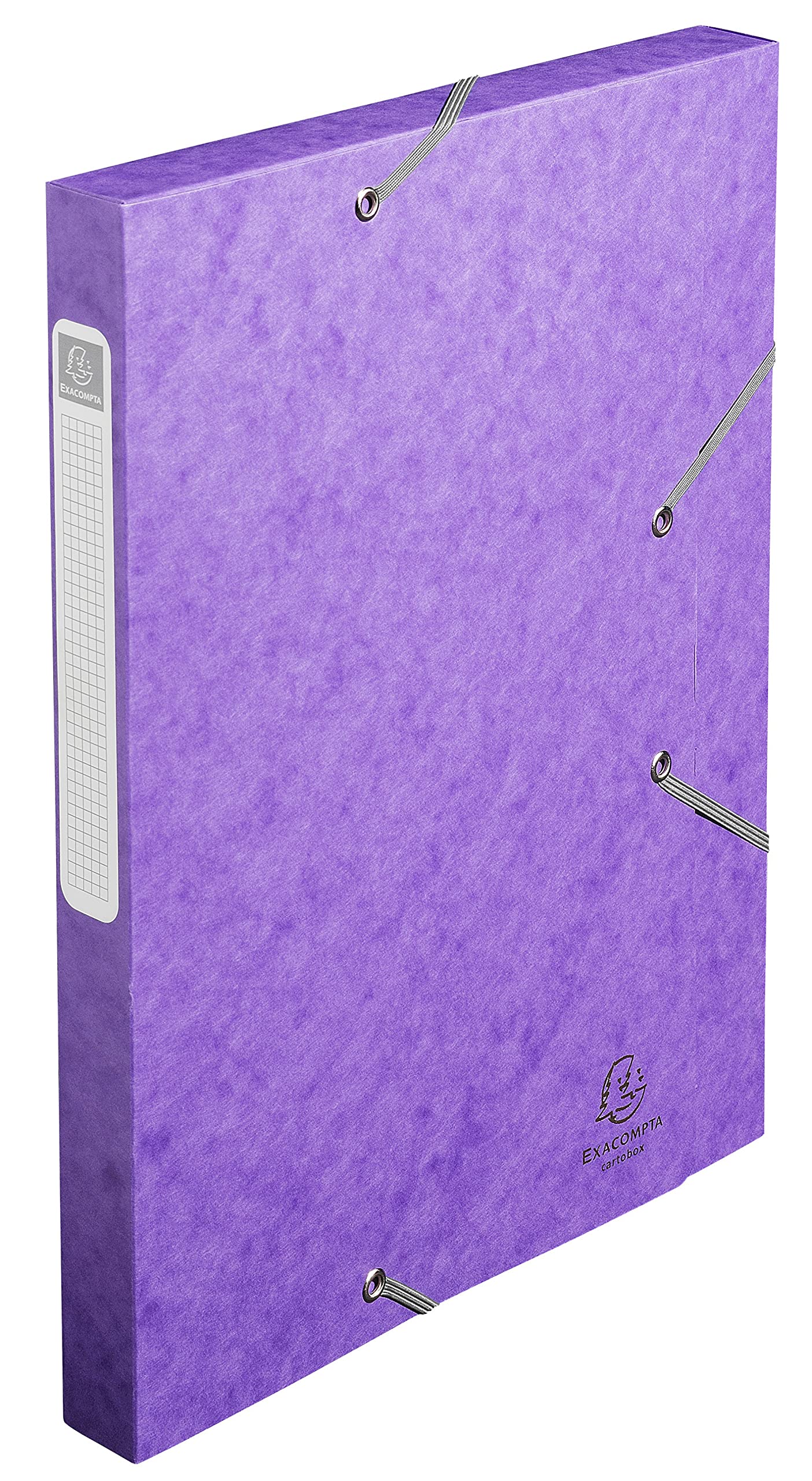 Exacompta - Ref 18515H - Cartobox Pressboard Filing Box - 25 x 33cm, Suitable for A4+ Documents, Elastic Straps on 2 Corners, 25mm Spine, FSC-Certified - Purple