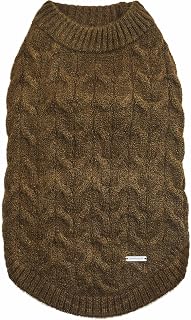 Blueberry Pet Classic Fuzzy Knit Dog Sweater, Dark Olive, 14" Back Length - Soft, Stretchy Pullover for Small Dogs