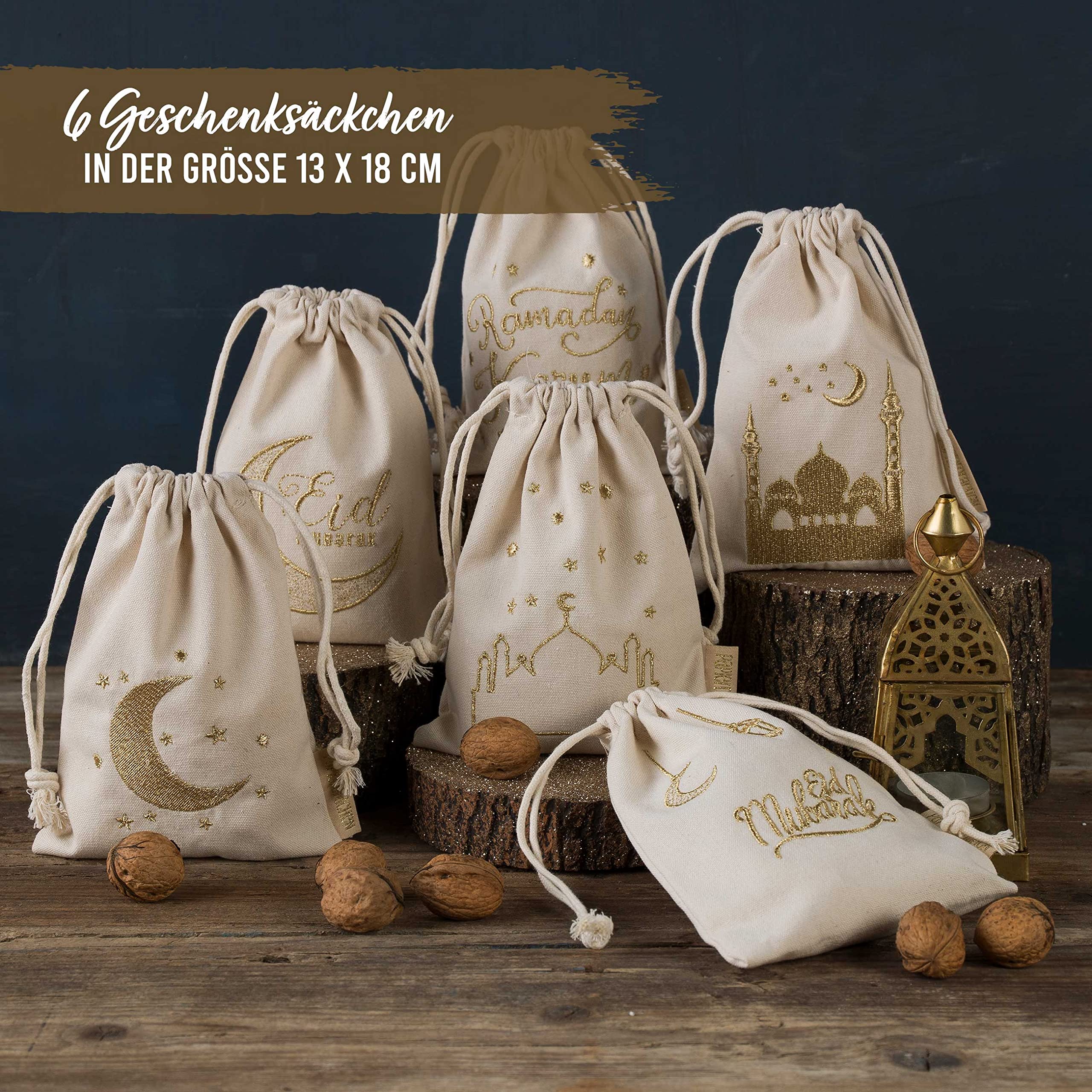 Sacchetti Regalo Ramadan In Cotone Con Cordoncino: 60x30 Cm, Eleganti Borse Porta Regali Per Eid E Decorazioni