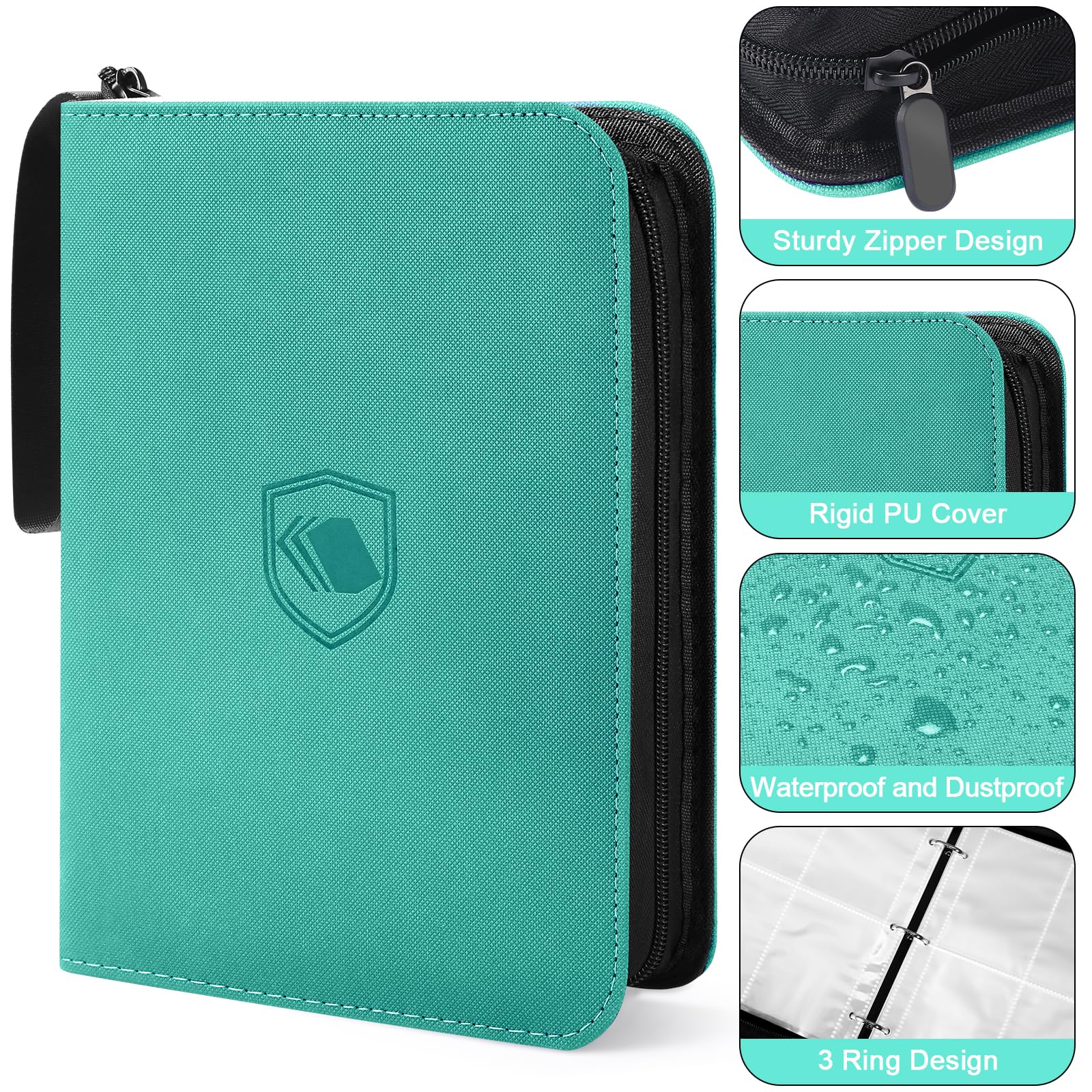 440 Pockets Trading Card Binder, PU Cover Zipper Card Collection Album, Sturdy Card Folder Holder for MTG TCG, Game Cards - Image 3