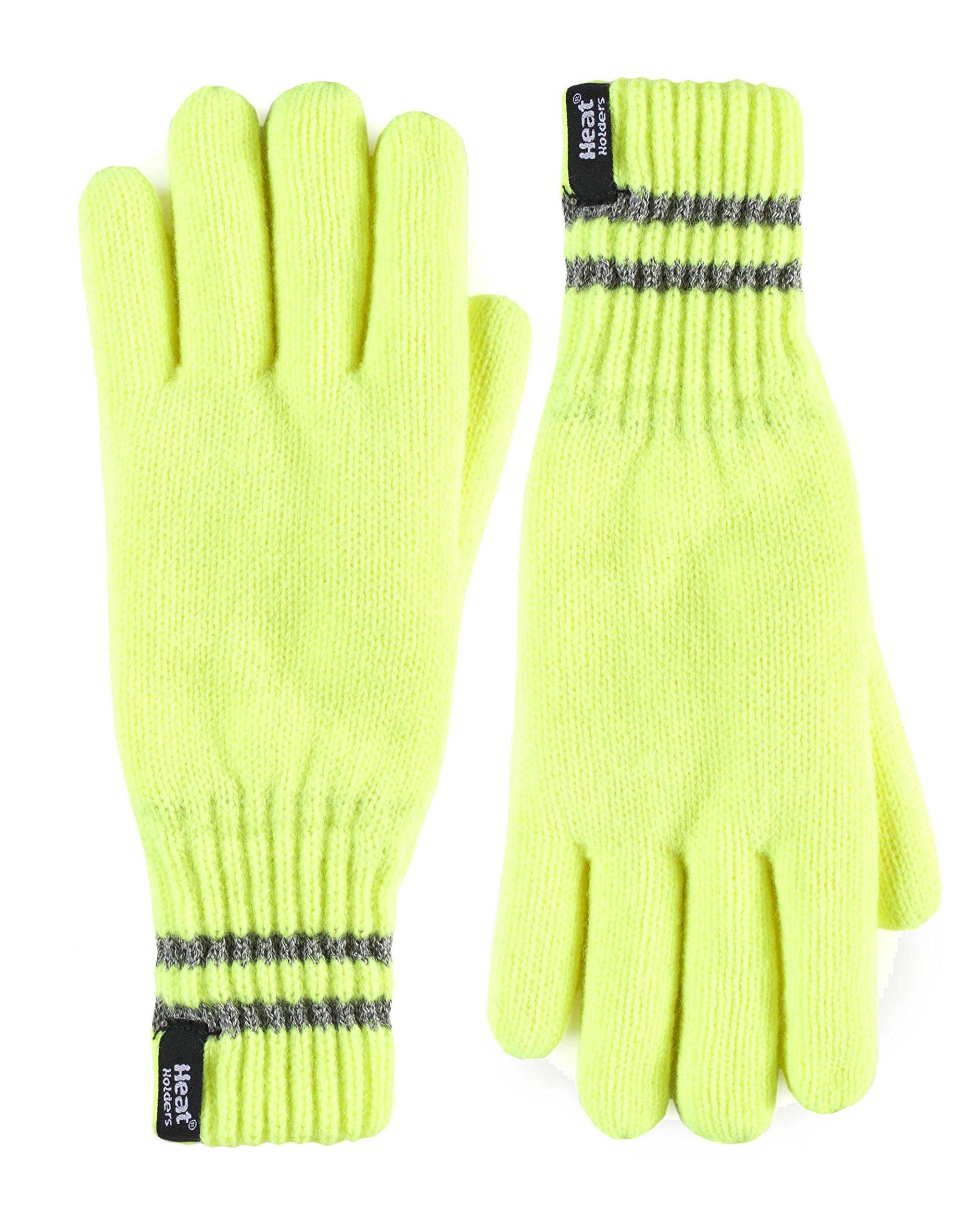 Heat Holders Men's Hi-Vis Yellow - Hi-Vis Reflective Outdoor Thermal Winter Knitted Gloves (S/M, )