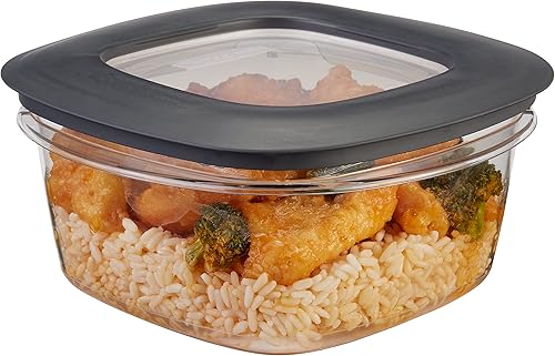 Rubbermaid Premier Easy Find Tapas Contenedor de 5 tazas para preparación de comidas y almacenamiento de alimentos, color gris, sin BPA y resistente
