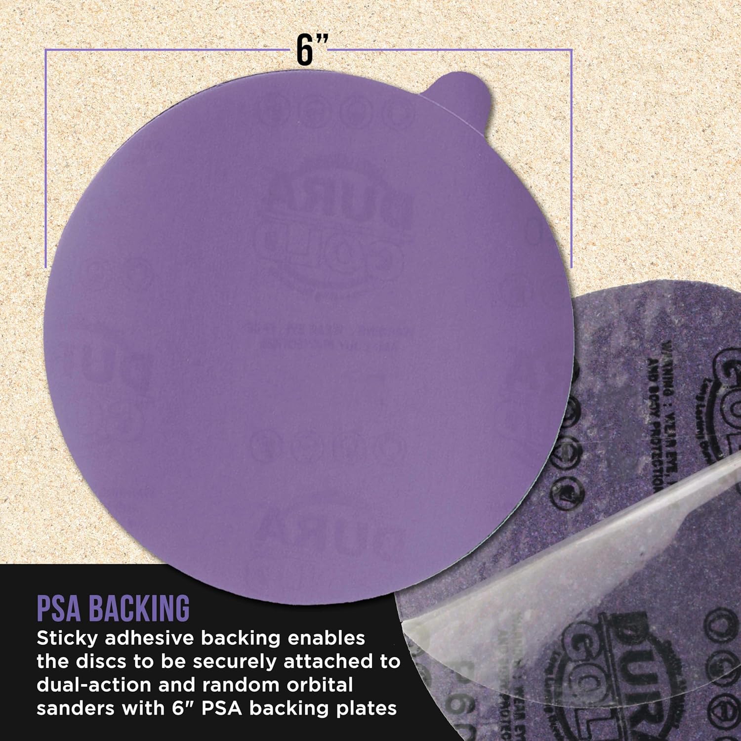 Dura-Gold Premium 1500 Grit 6" PSA Purple Film Ceramic Sanding Discs, Box of 50 - Self Adhesive Stickyback Sandpaper for DA & Random Orbital Sanders - Abrasive Sand Auto Paint, Metal, Wood Woodworking