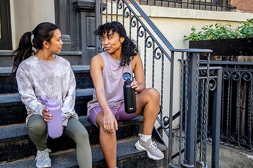 Miniatura 105 de Ello Cooper - Botella de agua de acero inoxidable de 22 onzas con 2 tapas, una de chupito y otra con popote | A prueba de fugas, doble pared y