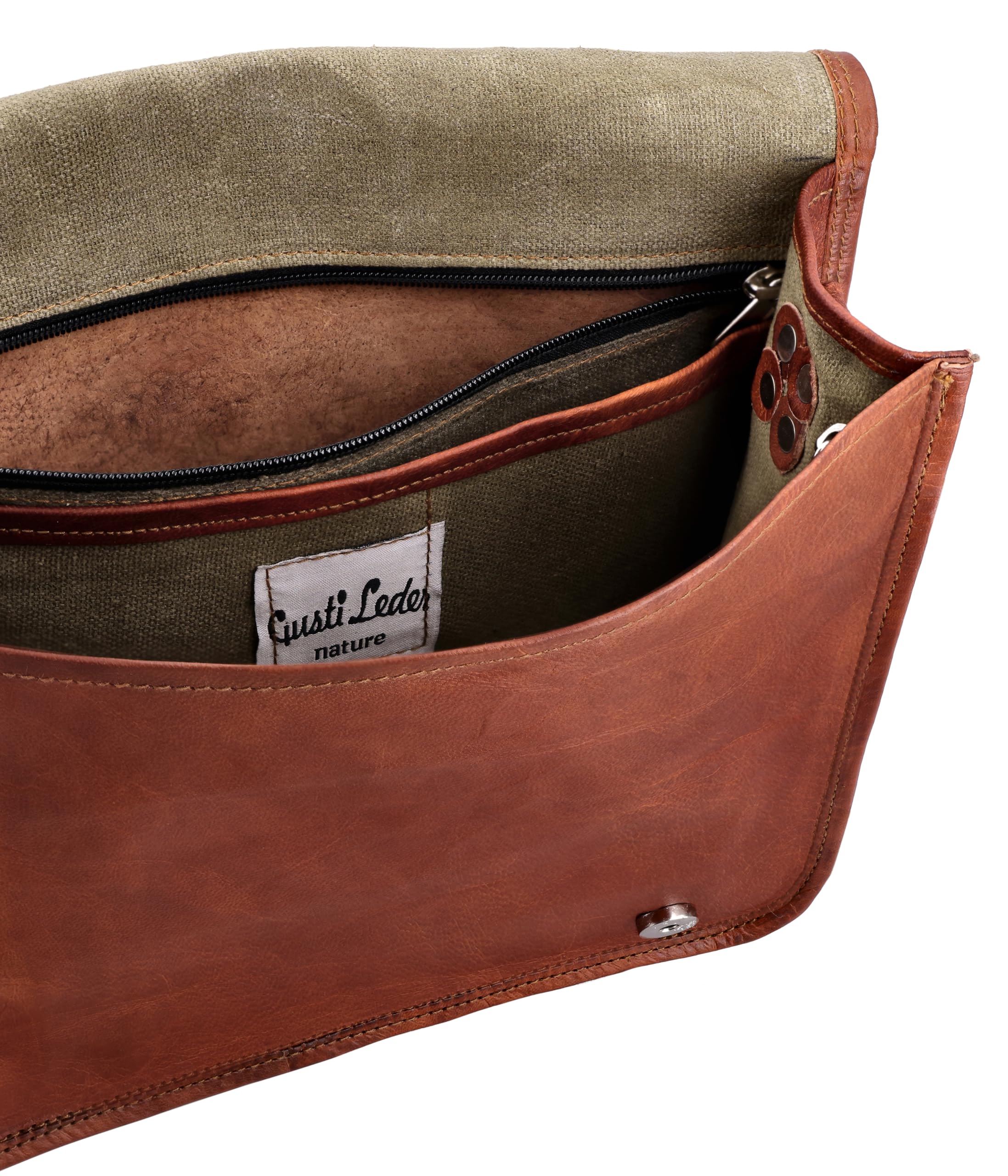 Gusti Umhängetasche Leder - Taylor 11'' Damen und Herren Handtasche Nature Collegetasche Businesstasche Messengerbag Aktentasche Vintage Braun