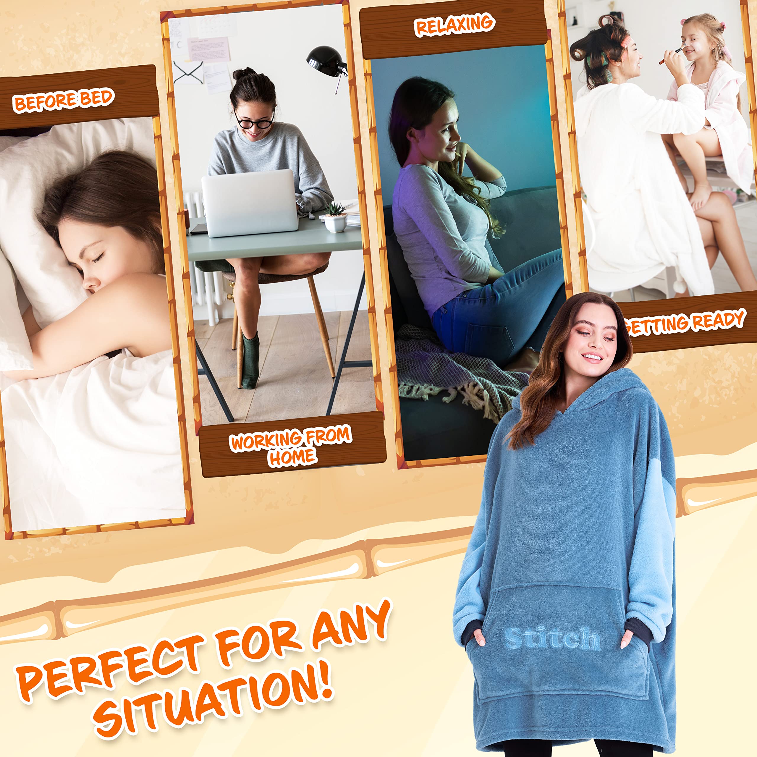 Disney Felpe con Cappuccio da Donna Felpa Coperta Oversize in Pile Felpa Invernale Donna Ragazza Stitch Jack Skellington