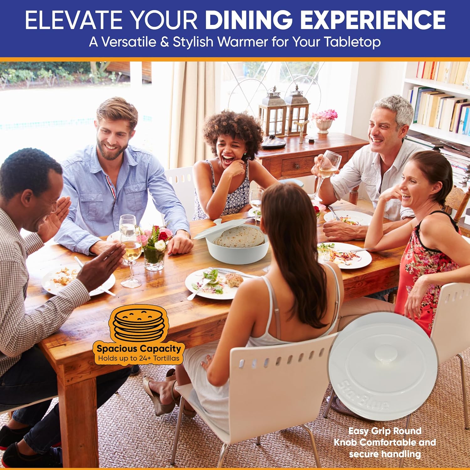 StarBlue 12 Inches Ceramic Tortilla Warmer with FREE Recipes ebook - White, Insulated One Hour, Chapati, Roti, Microwavable, Oven Safe - Image 5