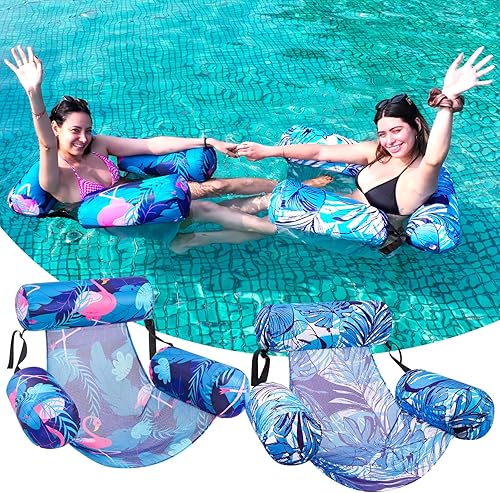 Silla flotante inflable para piscina, paquete de 2 flotadores de piscina para adultos, resistentes, sillas flotantes de agua, flotadores inflables