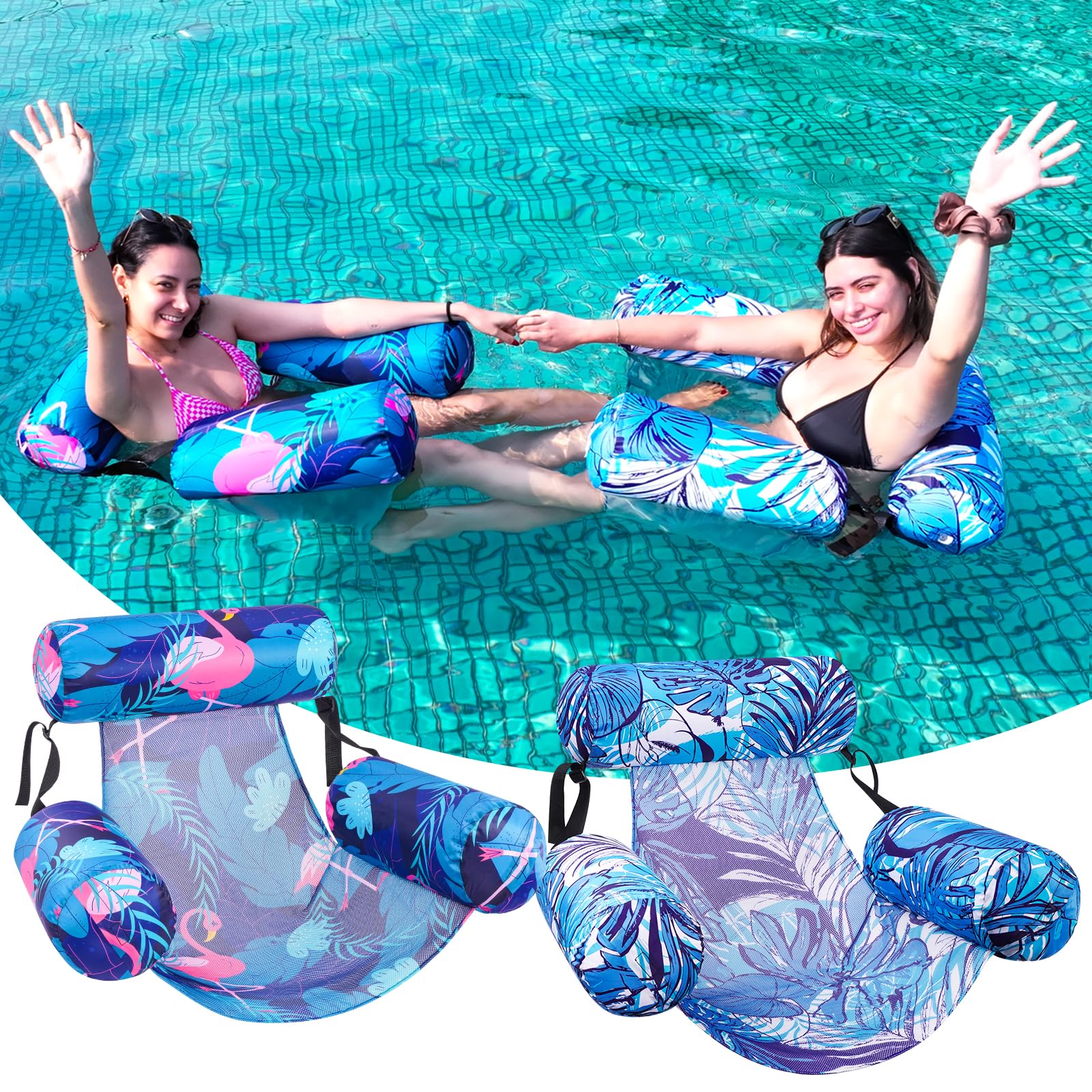 Inflatable Pool Float Chair Pack Heavy Duty Water Lounge Chairs