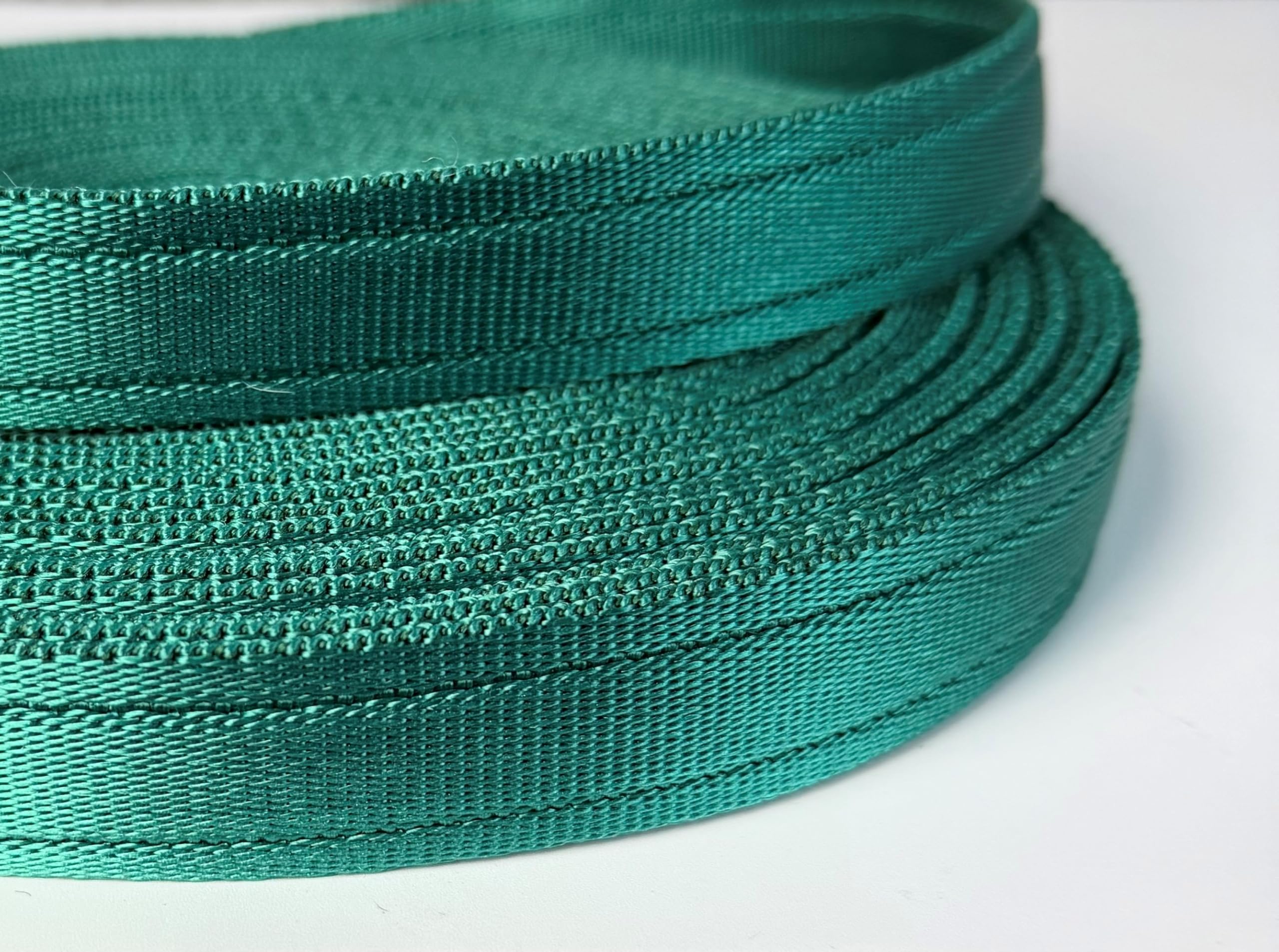 Dog long line training lead cushioned webbing in 5m or 8m (Green 8m, 1 inch wide)