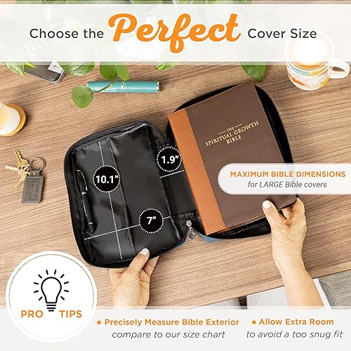 Miniatura 51 de Funda de lona para hombres y mujeres con cremallera para Biblia o libro con asa. Azul marino/Be Still