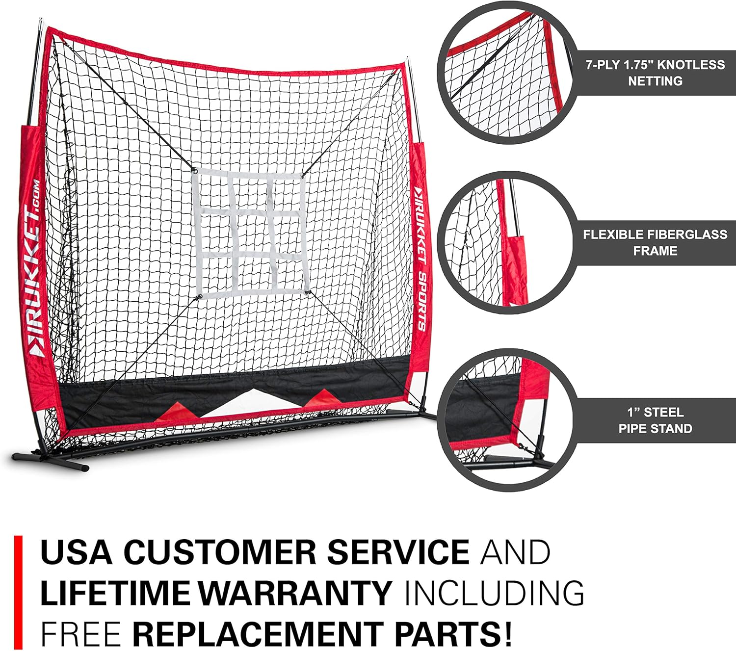 Rukket 5x5 Baseball & Softball Net | Practice Hitting, Pitching, Batting and Catching | Backstop Screen Equipment Training Aids | Strike Zone Target (5x5 Net + Target) : Sports & Outdoors